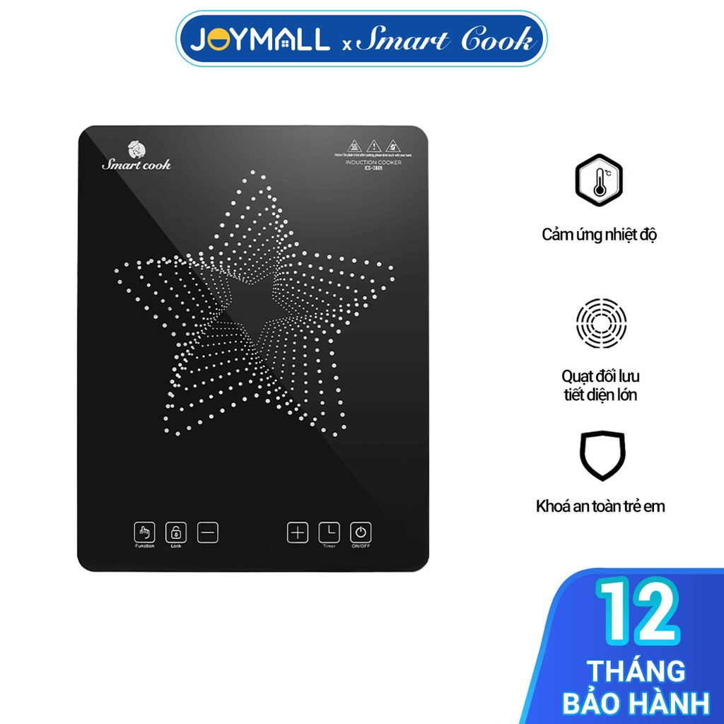 Bếp điện từ Elmich Smartcook ICS-3869, Hàng chính hãng, mặt kính Ceramic, quạt đối lưu, hẹn giờ thông minh - JoyMall