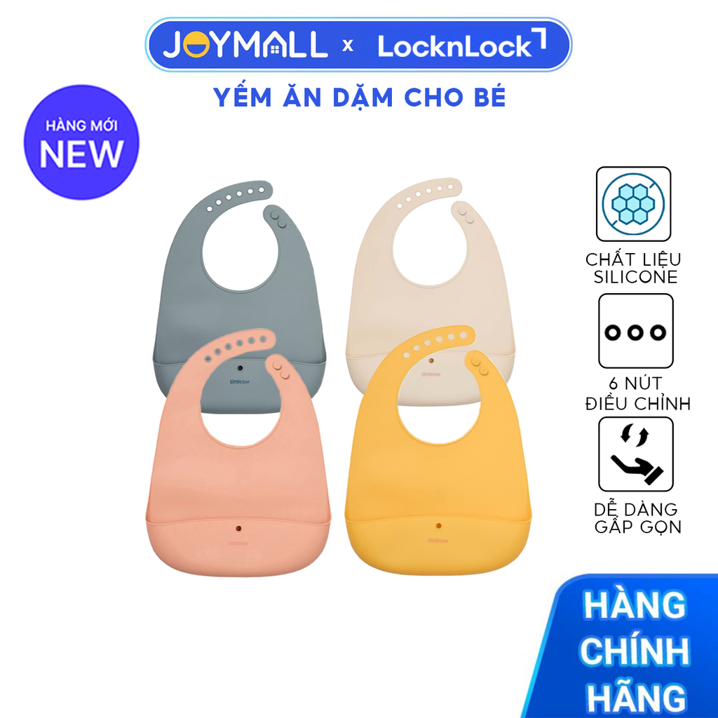 Yếm Ăn Dặm Cho Bé LocknLock Little Luv Silicone Feeding LBB430, Hàng Chính Hãng, Gấp Gọn - JoyMall