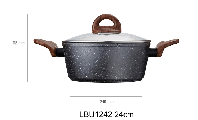 Nồi nhôm chống dính BAUM Marble 2 tay cầm Lock&Lock LBU1242(24cm) , LBU1202(20cm) - hàng chính hãng - JoyMall