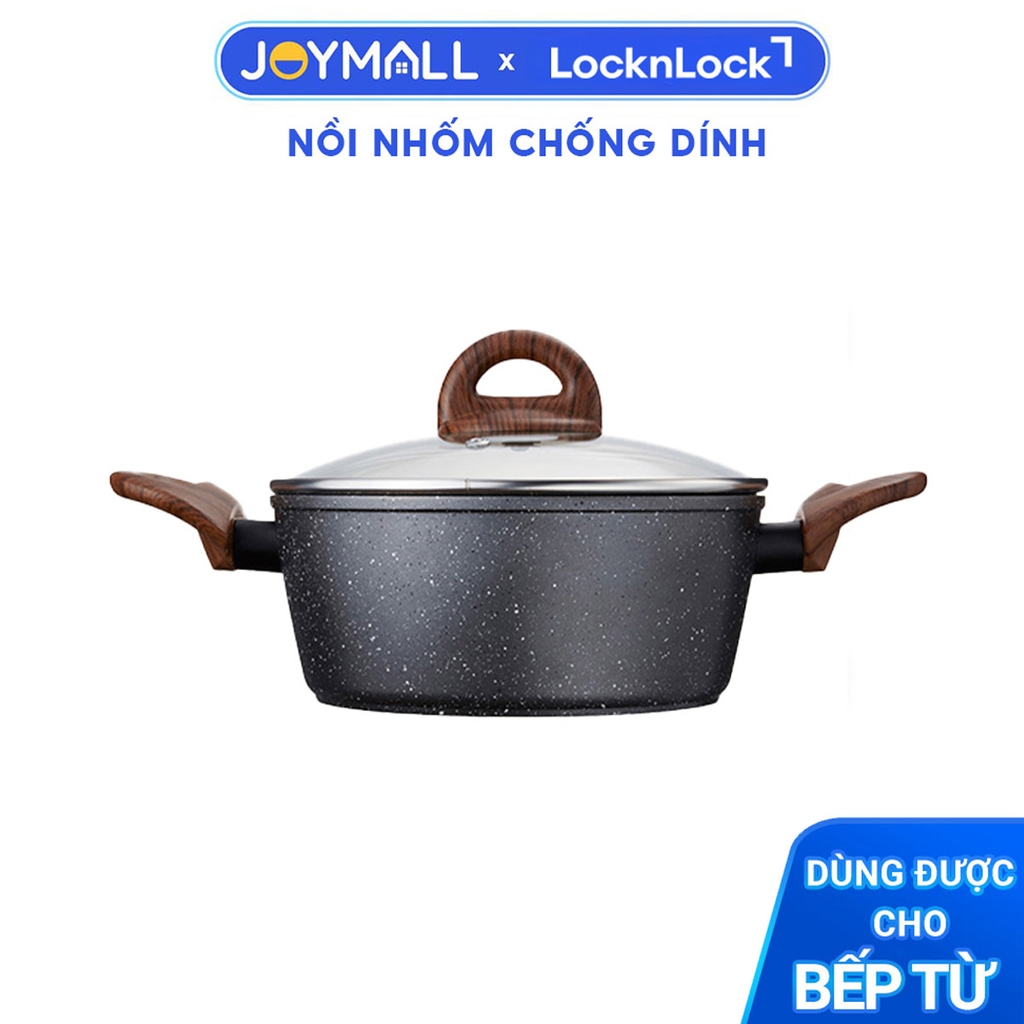 Nồi nhôm Lock&Lock chống dính Baum Marble LBU1242 24cm, LBU1202 20cm - Hàng chính hãng dùng được bếp từ - JoyMall