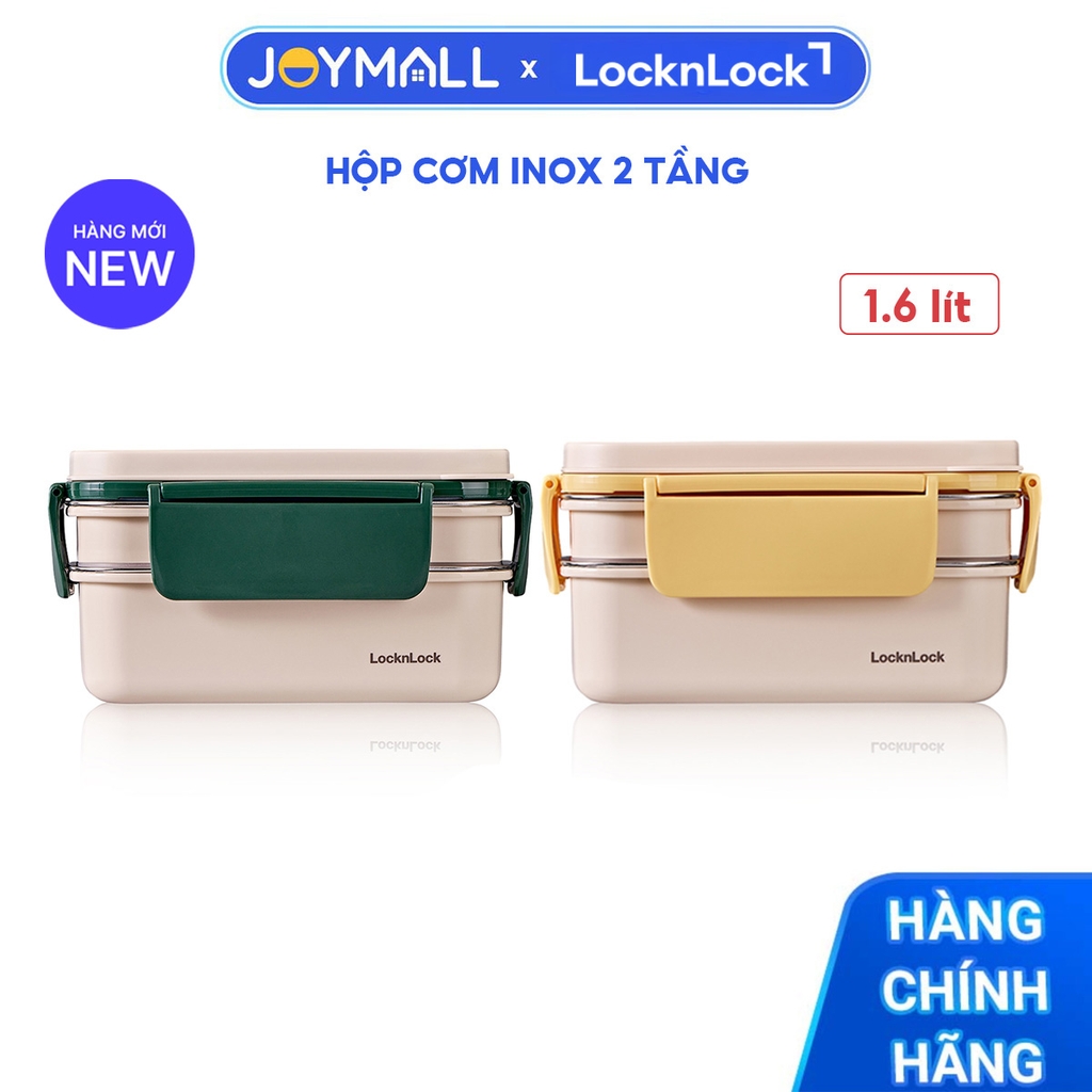 Hộp Cơm Inox 2 Tầng LocknLock LCB500 1.6L, Hàng Chính Hãng, Nắp Đậy Kín – JoyMall