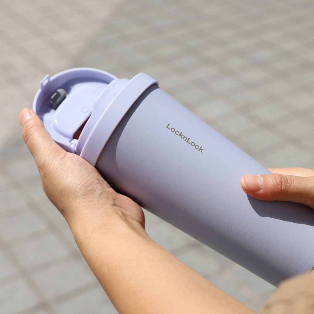 Ly giữ nhiệt LocknLock 550ml LHC3249 - Hàng chính hãng, mở nắp một chạm, chất liệu thép không gỉ miệng ly rộng - JoyMall
