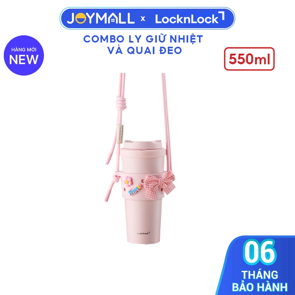 Combo Ly giữ nhiệt & Quai đeo silicone LocknLock LHC3249LPIKS01 Energetic Tumbler x TLL076 Silicone Sleeve set HỒNG