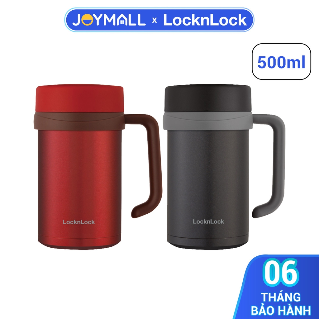 Ly giữ nhiệt Lock&Lock 500ml có tay cầm New Basic Table LHC4026 - Hàng chính hãng, miệng ly rộng - JoyMall
