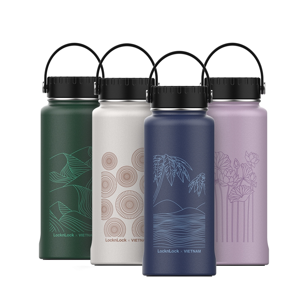 Bình giữ nhiệt Lock&Lock 897ml Riga Tumbler LHC4160 - Hàng chính hãng có khay lưới lọc trà inox và quai xách - JoyMall