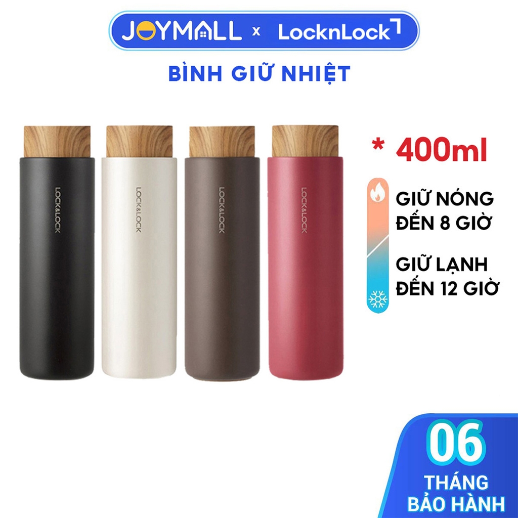 Bình giữ nhiệt Lock&Lock Flat LHC4227 400ml- Hàng chính hãng, nắp nhựa kiểu gỗ, ruột bằng thép không gỉ cao cấp- JoyMall