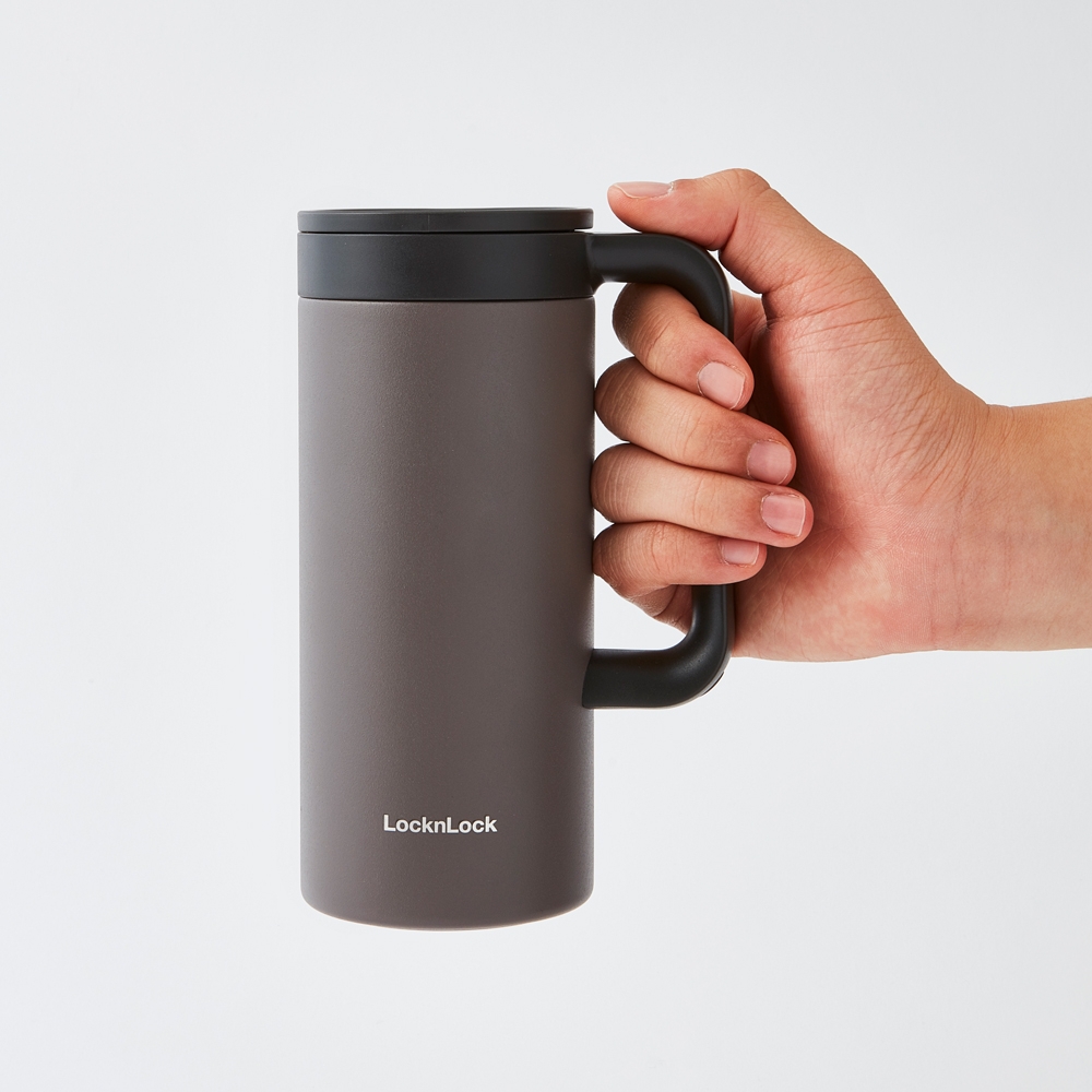 Ly giữ nhiệt LocknLock 473ml có tay cầm LHC4247 - Hàng chính hãng, miệng ly rộng, đế silicone chống ồn - JoyMall