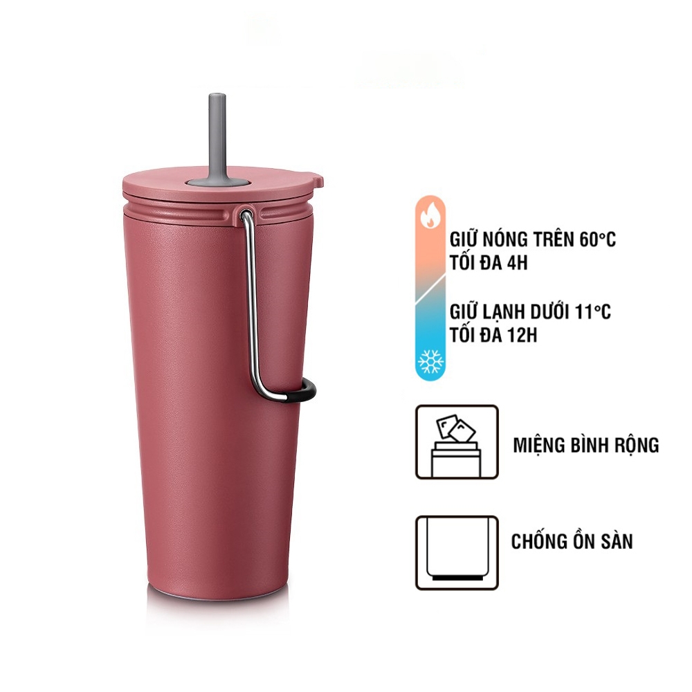 Ly giữ nhiệt Lock&Lock Bucket Tumbler LHC4268 540ml- Hàng chính hãng thép không gỉ quai xách tiện lợi- JoyMall