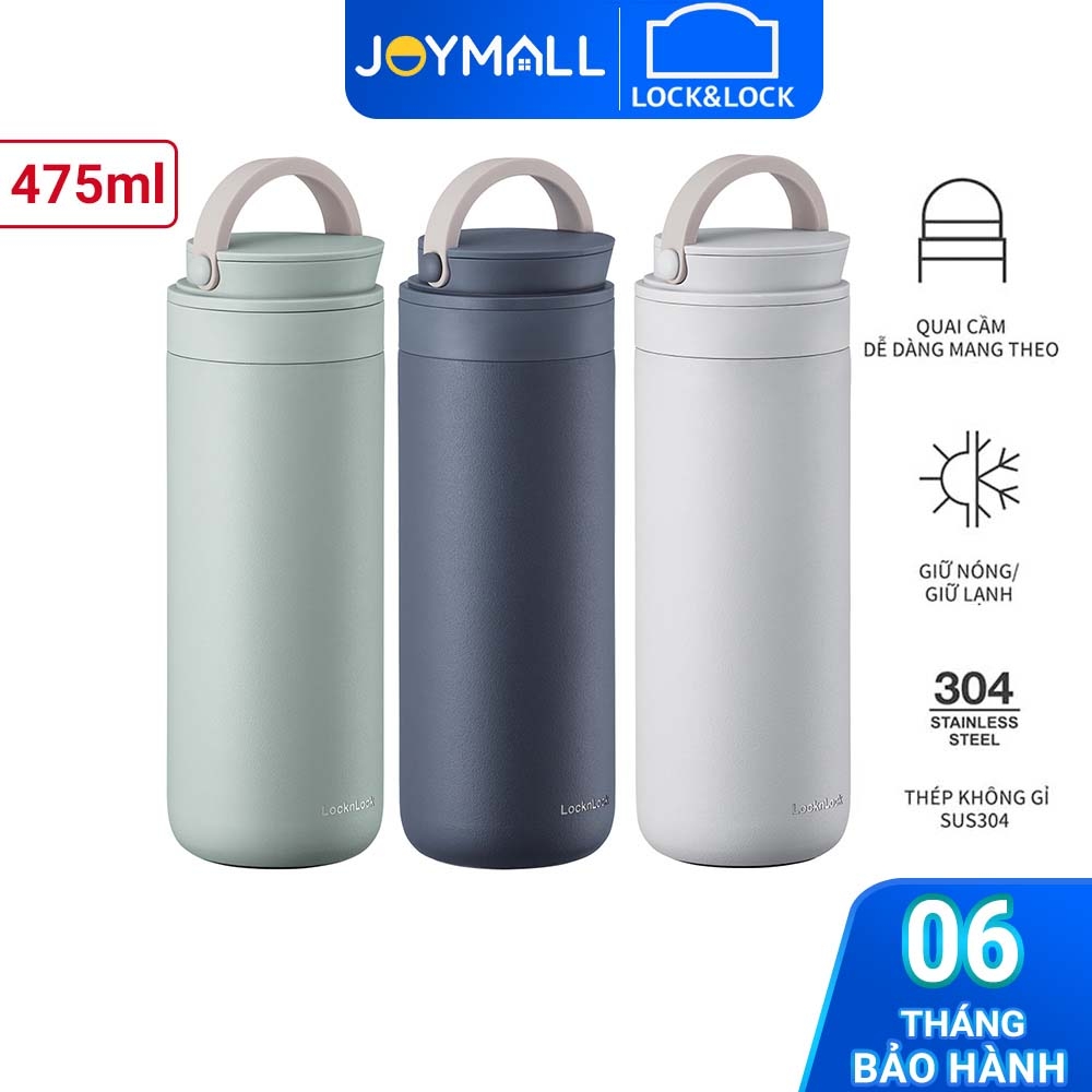 Bình giữ nhiệt Lock&Lock 475ml Metro Two Way LHC4274 - Hàng chính hãng, có quai xách, đế silicone chống trượt - JoyMall
