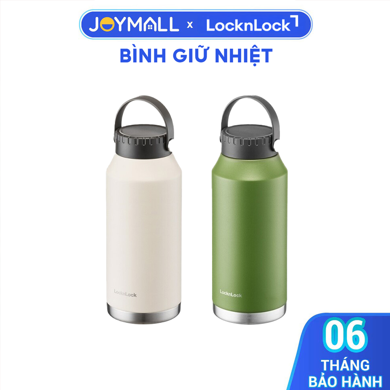 Bình giữ nhiệt inox LocknLock SLO Handle Tumbler 1L màu be LHC4324BEG, Hàng chính hãng, thép không gỉ, quai xách linh hoạt - JoyMall