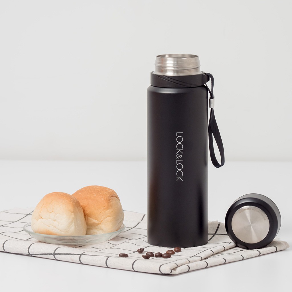 Bình giữ nhiệt Lock&Lock 800ml LHC6180 Vacuum Bottle - Hàng chính hãng, có khay lưới lọc trà, dây treo xách - JoyMall