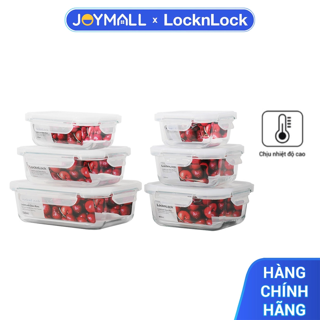 Hộp thủy tinh LocknLock BLANC bảo quản thực phẩm nhiều dung tích LLG110 - Hàng chính hãng, chịu nhiệt cao, dùng được lò vi sóng - JoyMall