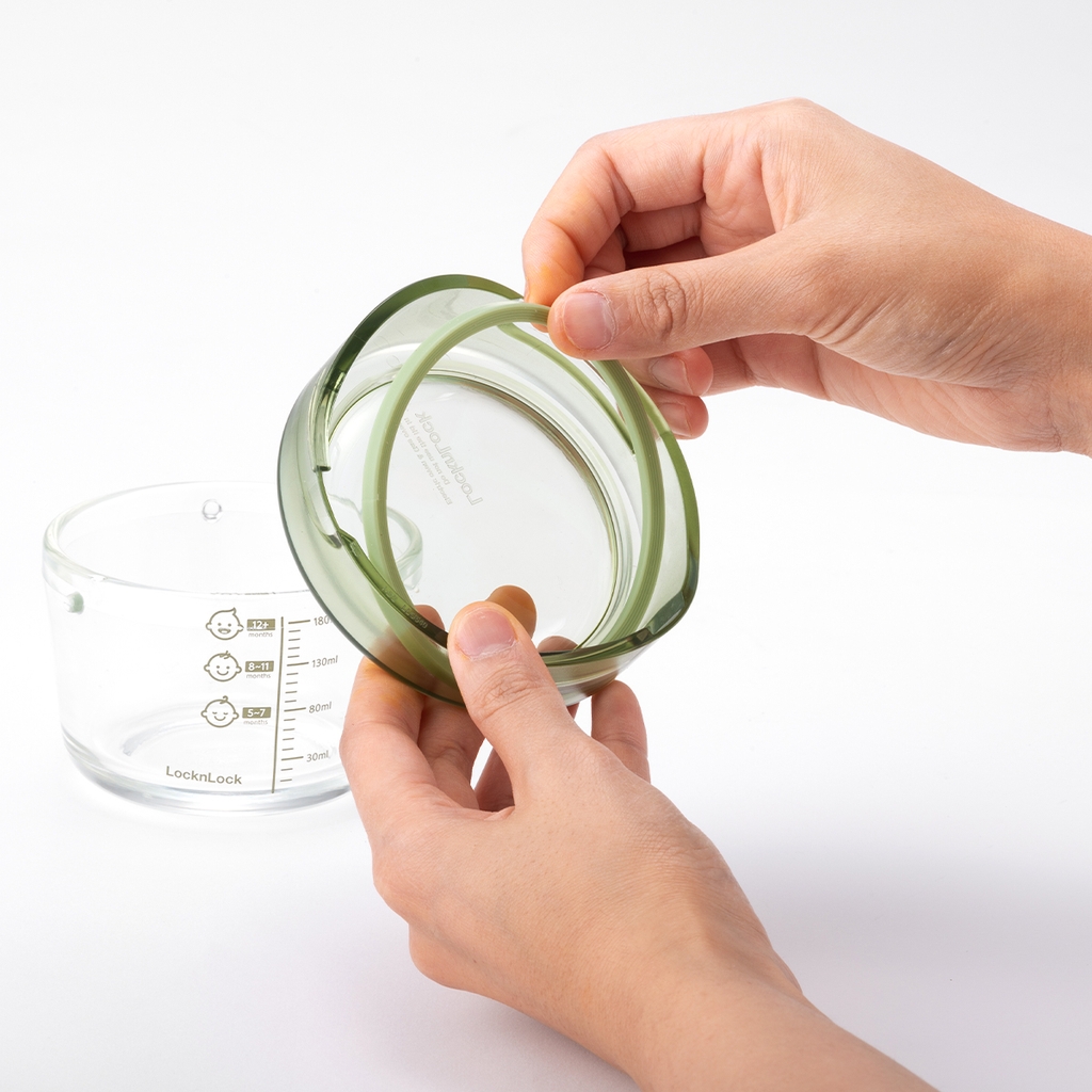 Bộ 2 Hộp Thủy Tinh Đựng Thức Ăn Dặm Cho Bé LocknLock LLG540S3GRN, Hàng Chính Hãng, Vạch Chia - JoyMall