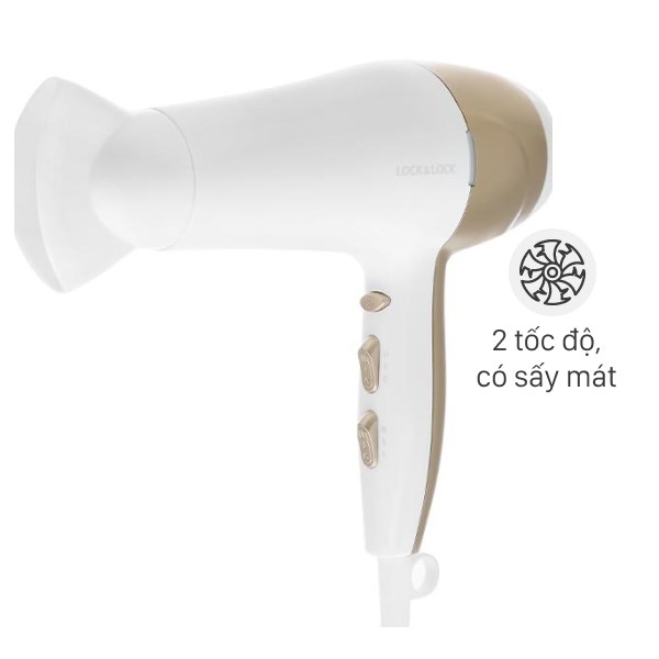 Máy sấy tóc Lock&Lock ENA136WHT - Hàng chính hãng, bảo hành 24 tháng, sấy nóng lạnh, 3 mức chỉnh nhiệt - JoyMall