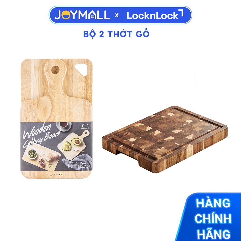 Bộ 2 thớt gỗ cây cao su Lock&Lock LWC001S2 - Hàng chính hãng, bề mặt cứng, không có vết nứt li ti - JoyMall