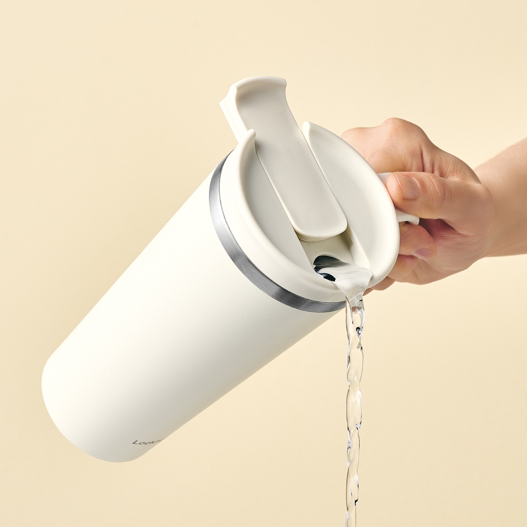 Ly giữ nhiệt LocknLock 600ml LHC4330 Daily Handle Tumbler, Hàng chính hãng, nắp trượt tích hợp tay cầm - JoyMall