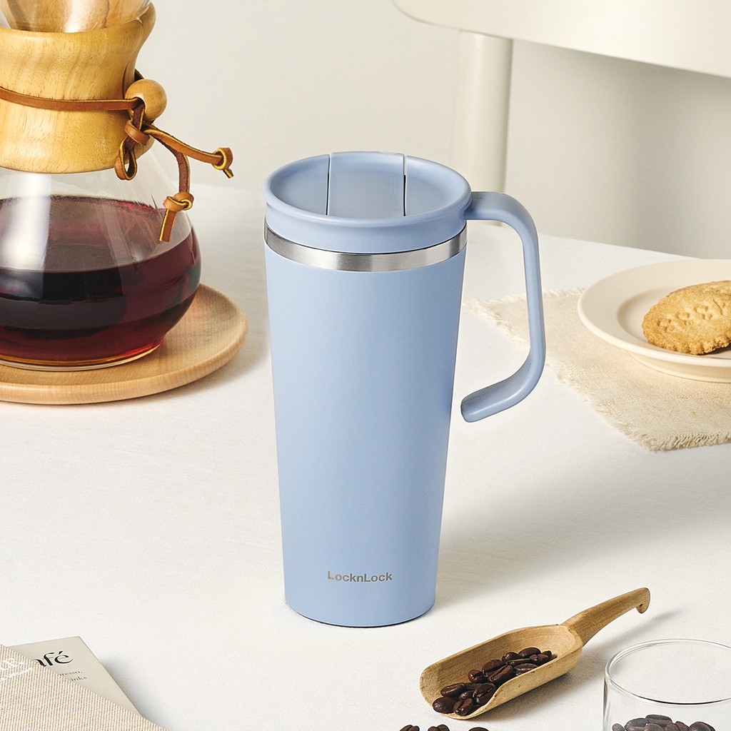 Ly giữ nhiệt LocknLock 600ml LHC4330 Daily Handle Tumbler, Hàng chính hãng, nắp trượt tích hợp tay cầm - JoyMall