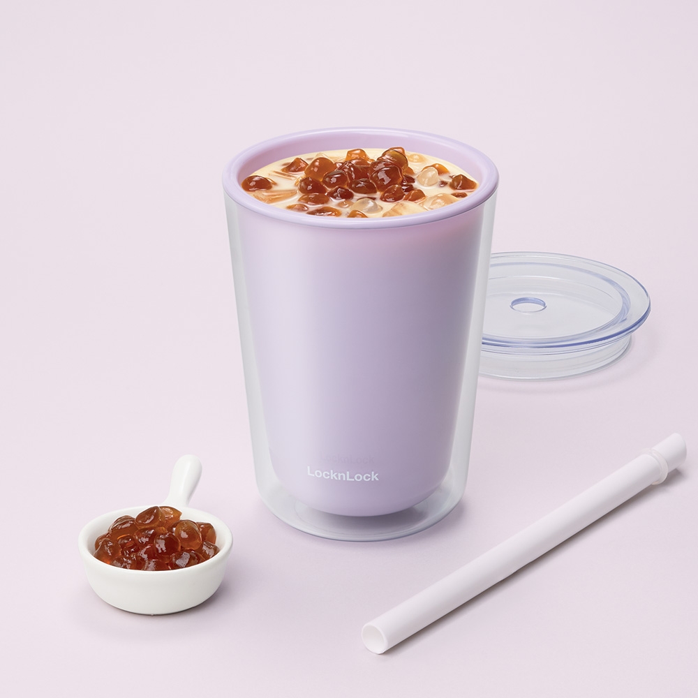 Ly nhựa 2 lớp LocknLock Bubble Tea Cold Cup HAP529 720ml, Hàng chính hãng, kèm ống hút trân châu - JoyMall