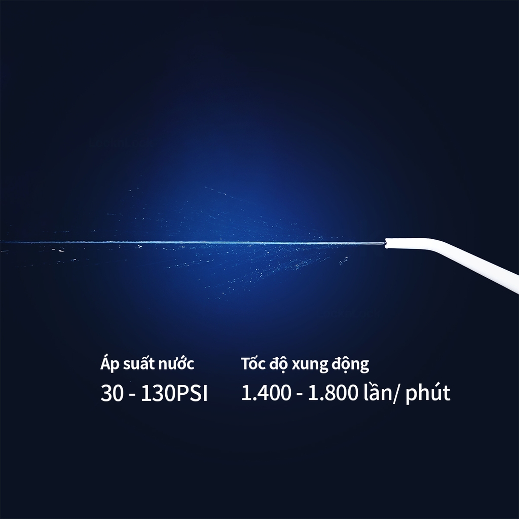 Máy tăm nước không dây LocknLock ENR146WHT - Hàng chính hãng, dung tích 190ml, 4 chế độ vệ sinh, 3 loại đầu tăm - JoyMall