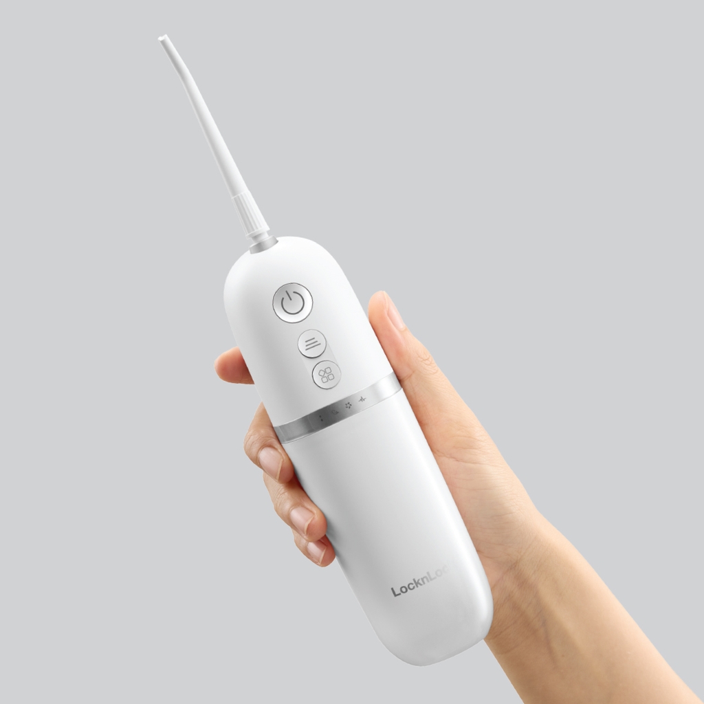 Máy tăm nước không dây LocknLock ENR146WHT - Hàng chính hãng, dung tích 190ml, 4 chế độ vệ sinh, 3 loại đầu tăm - JoyMall