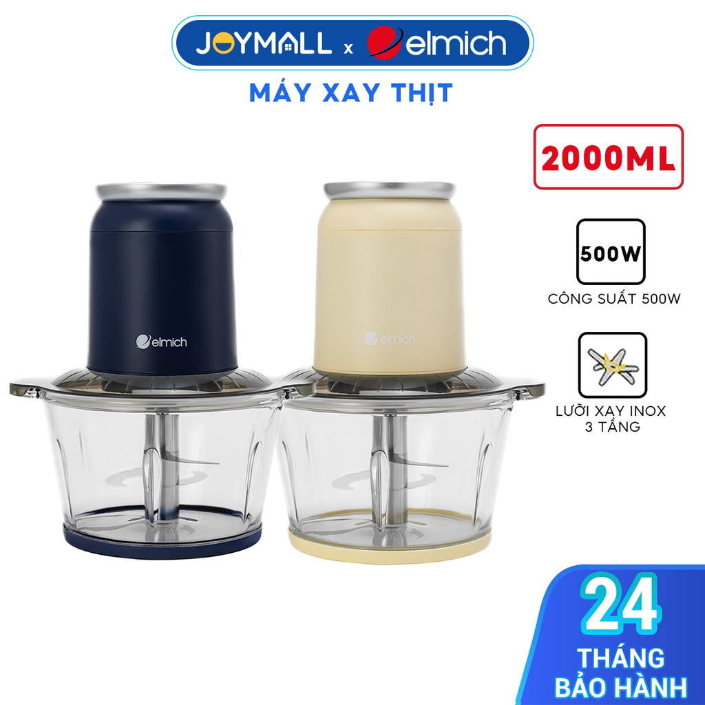 Máy Xay Thịt Đa Năng Elmich MCE8584 2L 500W, Hàng Chính Hãng, Lưỡi Dao 3 Tầng, 2 Tốc Độ Xay -JoyMall