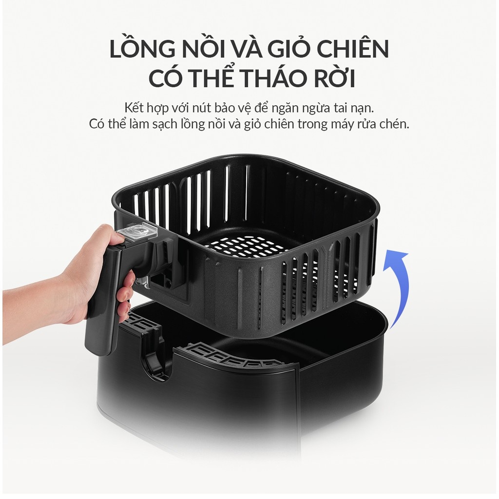 Nồi Chiên Không Dầu LocknLock Deluxe Air Fryer EJF284BLK 5.5L - Hàng Chính Hãng, 8 Chế Độ Cài Đặt Sẵn - JoyMall