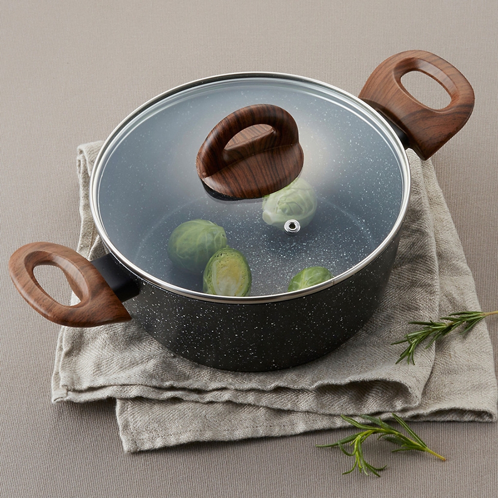 Nồi nhôm chống dính BAUM Marble 2 tay cầm Lock&Lock LBU1242(24cm) , LBU1202(20cm) - hàng chính hãng - JoyMall