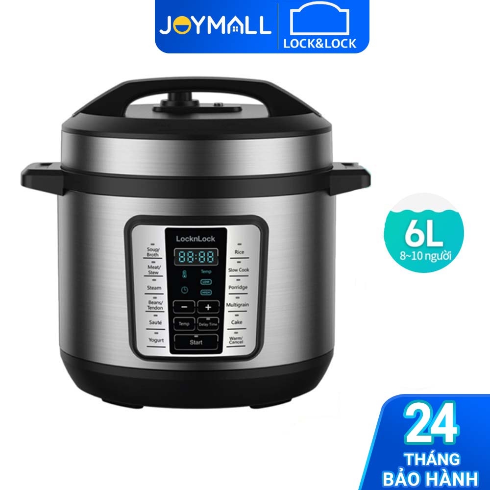 Nồi áp suất điện tử LocknLock EJP666SLV 6 lít - Hàng chính hãng, 11 chế độ cài sẵn, hẹn giờ nấu, giữ ấm - JoyMall