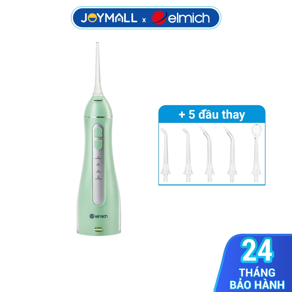 Máy tăm nước Elmich OIE-8452, Hàng chính hãng, 5 loại vòi phun, 4 mức áp lực nước, công nghệ sóng siêu âm - JoyMall