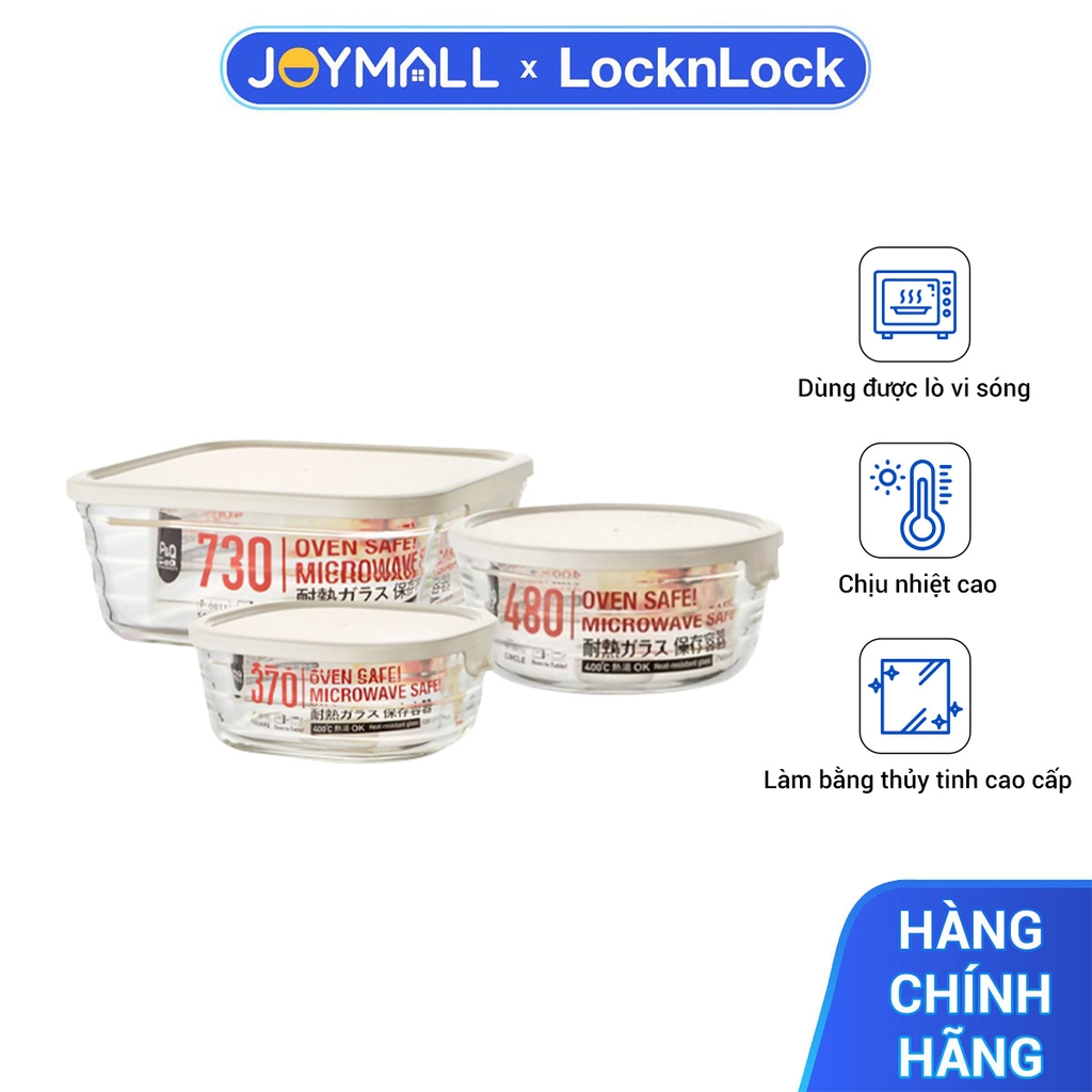 Hộp thủy tinh cao cấp Lock&Lock Easy Seal Container P-0810 P-0815 P-0811, Hàng chính hãng, nhiều dung tích - JoyMall