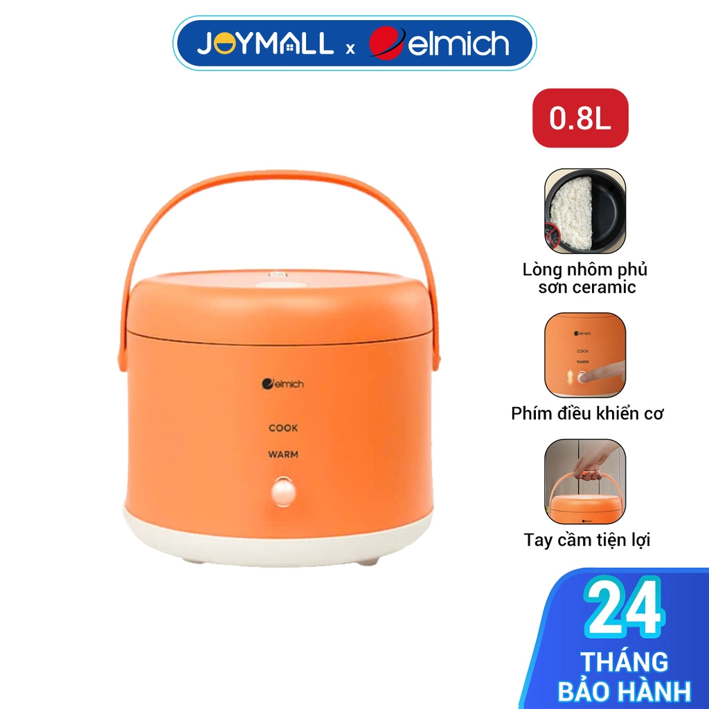 Nồi cơm điện Elmich RCE-3916 dung tích 0,8L, Hàng chính hãng, nút điều khiển cơ, tay cầm tiện lợi - JoyMall