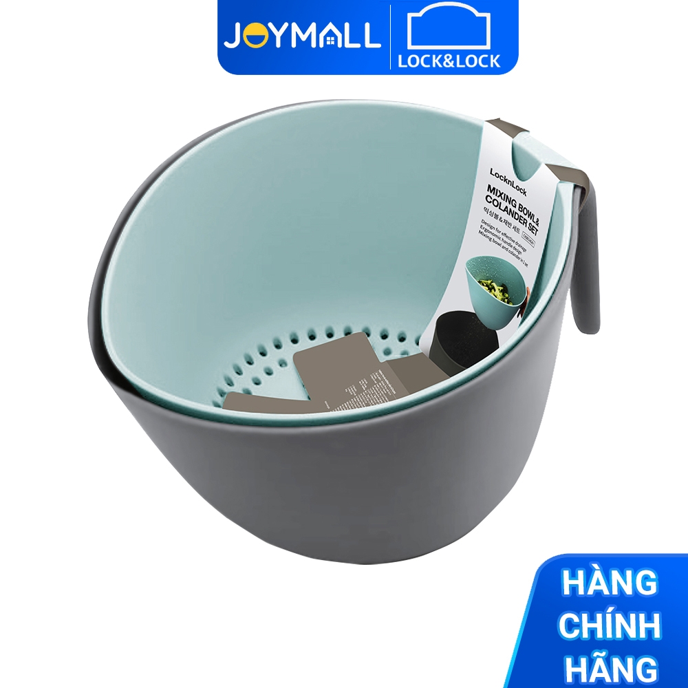 Rổ kèm thau Lock&Lock Mixing Bowl with Colander CKB014GRY - Hàng chính hãng, rổ đựng có rãnh để ráo nước - JoyMall