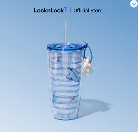 Ly nhựa cách nhiệt 2 lớp LocknLock Ocean Double wall Cold cup HAP534BLU dung tích 750ml