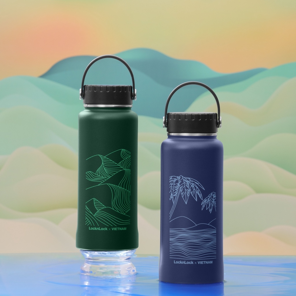 Bình giữ nhiệt Lock&Lock 897ml Riga Tumbler LHC4160 - Hàng chính hãng có khay lưới lọc trà inox và quai xách - JoyMall