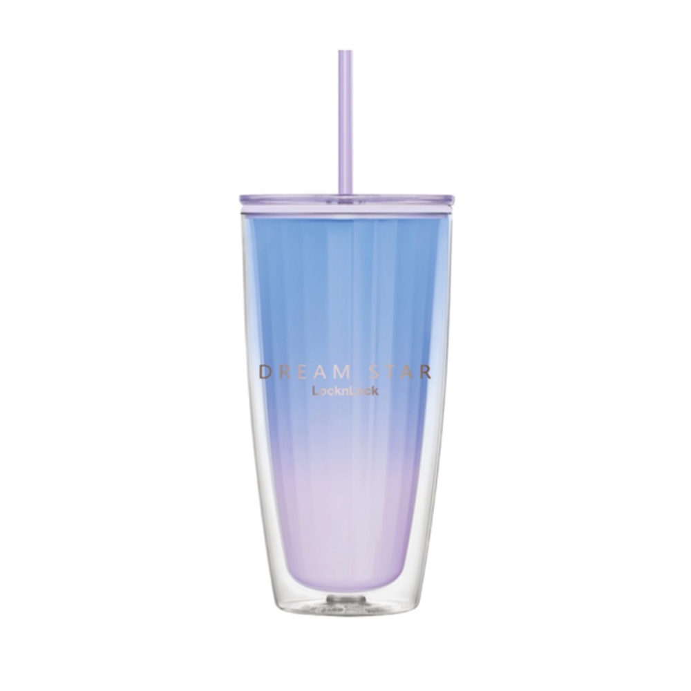 Ly nhựa LocknLock 2 lớp 750ml - Hàng chính hãng kèm ống hút cọ rửa, cách nhiệt tốt, miệng rộng - JoyMall