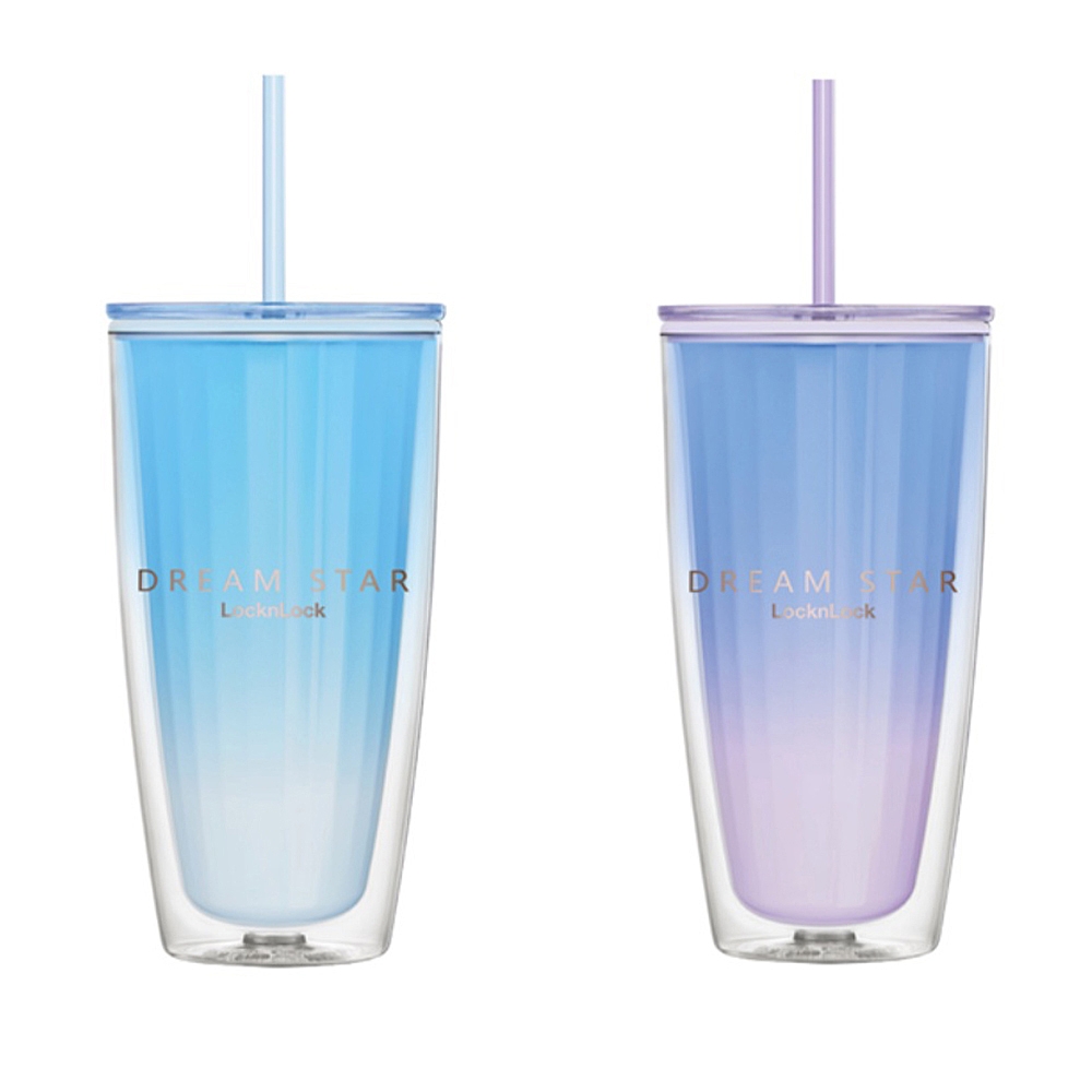 Ly nhựa LocknLock 2 lớp 750ml HAP522 - Hàng chính hãng kèm ống hút cọ rửa, cách nhiệt tốt, miệng rộng - JoyMall