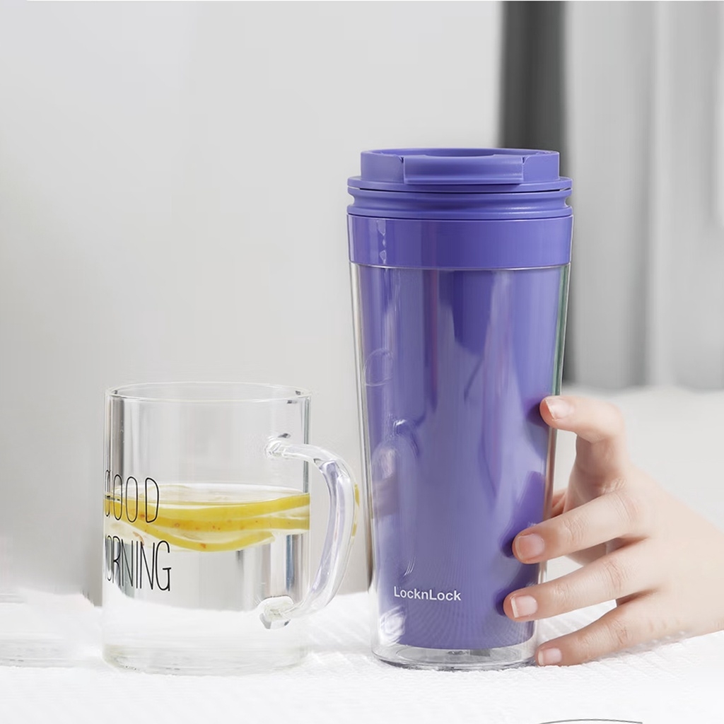 (Độc quyền JoyMall) Ly nhựa LocknLock 2 lớp HAP519BLU 580ml màu xanh  - Hàng chính hãng nắp bật có lưới lọc trà