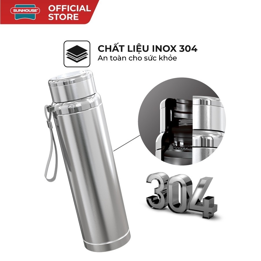 Bình Giữ Nhiệt Sunhouse Flexi KS-TU720 720ml, Hàng Chính Hãng, Inox 304, Giữ Nóng Lạnh -JoyMall