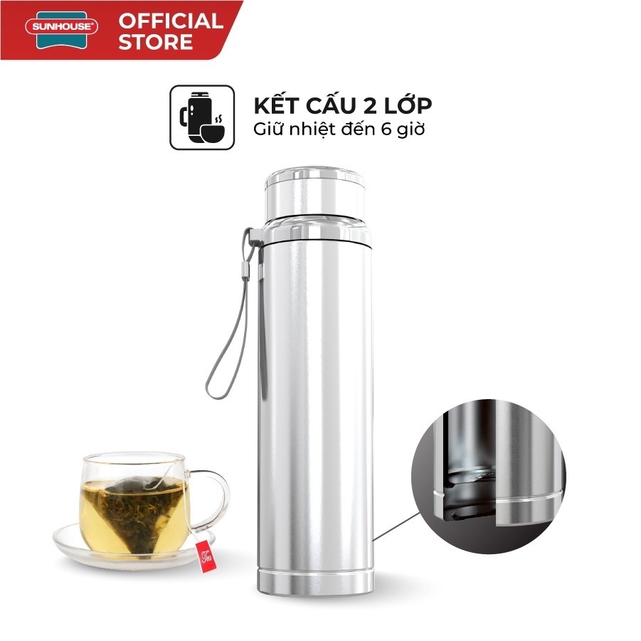 Bình Giữ Nhiệt Sunhouse Flexi KS-TU720 720ml, Hàng Chính Hãng, Inox 304, Giữ Nóng Lạnh -JoyMall