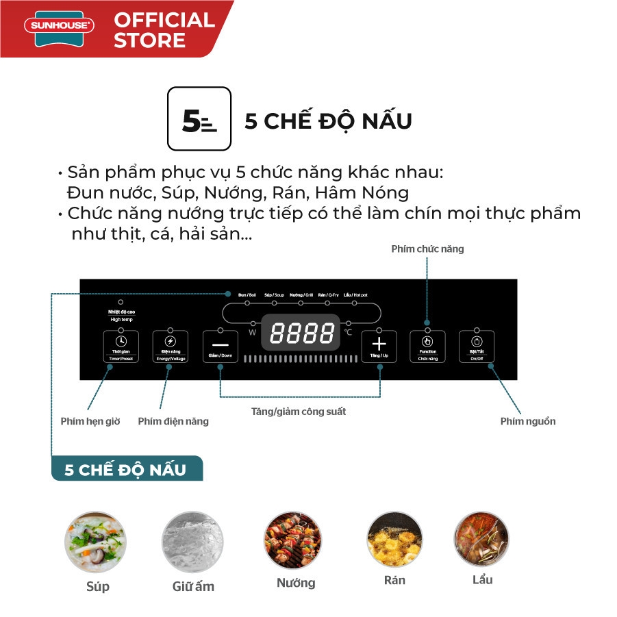 Bếp Hồng Ngoại Cơ Sunhouse SHD6011, Hàng Chính Hãng - JoyMall