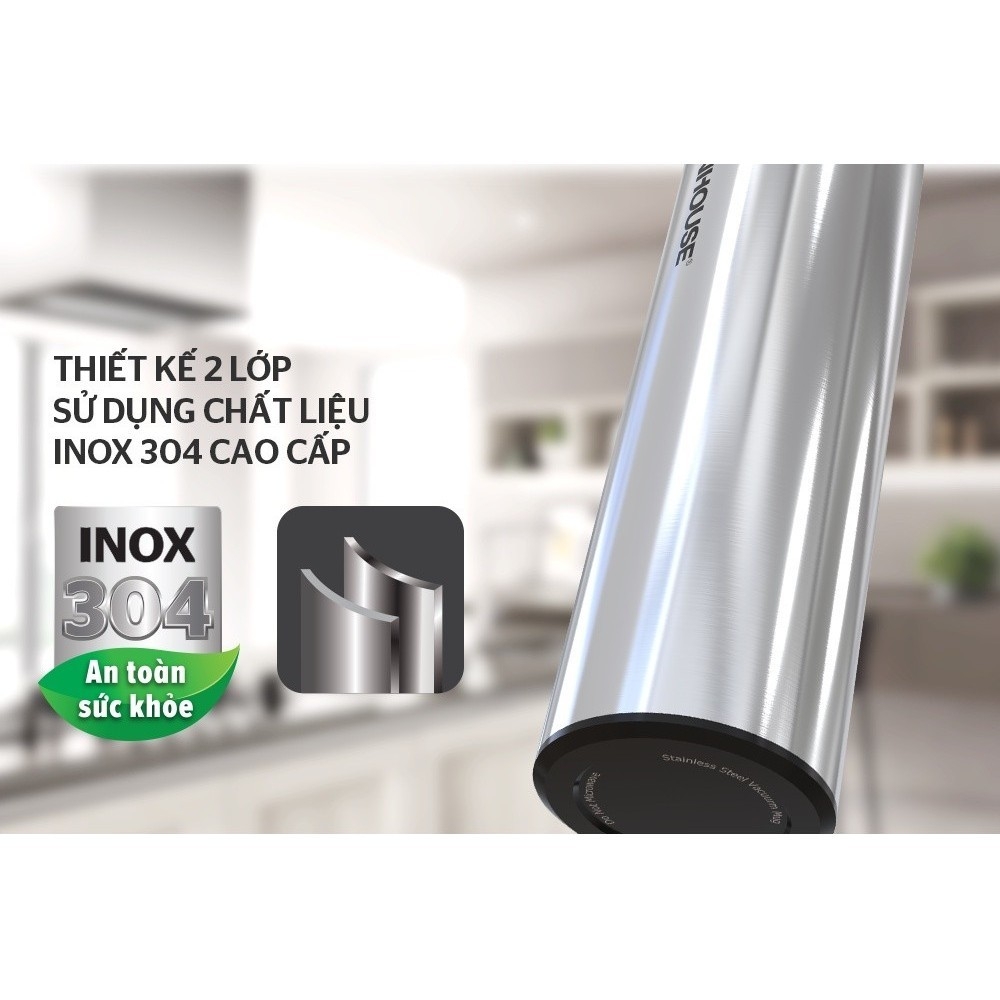 Bình Giữ Nhiệt Sunhouse KS-TU450I 450ml, Hàng Chính Hãng, Inox 304, Chống Tràn -JoyMall