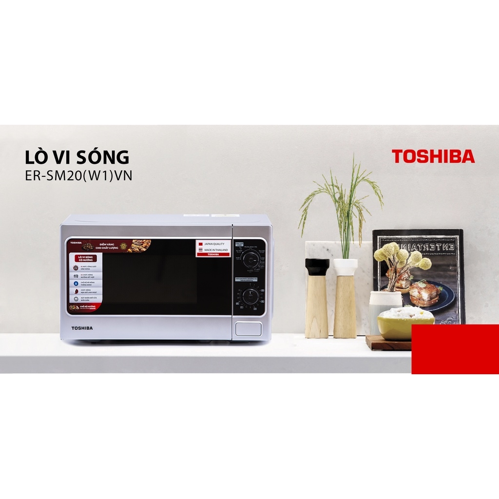 Lò vi sóng Toshiba ER-SM20(W1)VN -20L - Xuất xứ Thái Lan Bảng điều khiển Tiếng Việt-  Hàng chính hãng, bảo hành 12 tháng