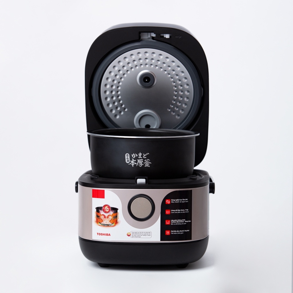 Nồi cơm cao tần Toshiba RC-18IX1PV - 1.8L-Lòng nồi dày 3mm chống dính-Cảm ứng nhiệt 3D-Hàng chính hãng bảo hành 12 tháng