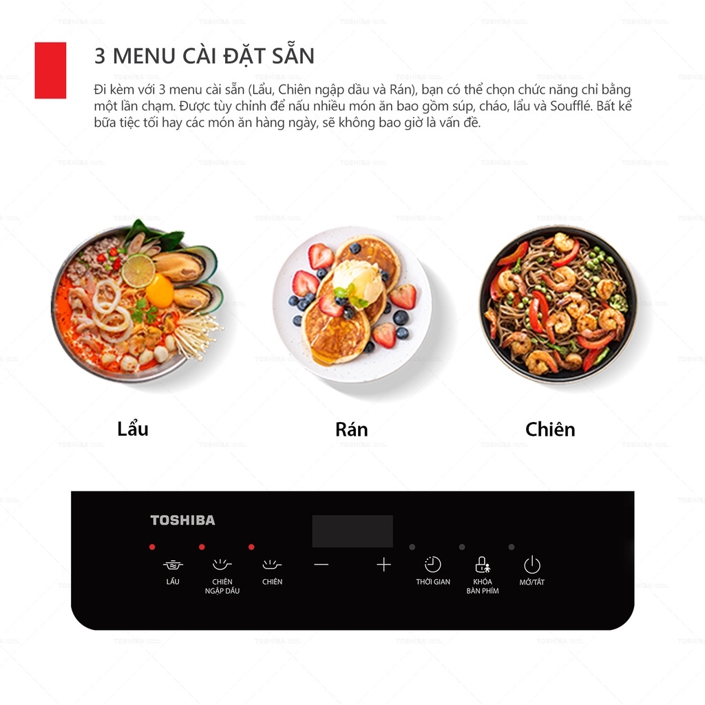 Bếp từ Toshiba IC-20R1SV , IC-20R2SV 2000w- Hàng chính hãng, điều khiển cảm ứng, tặng kèm nồi lẩu Inox - JoyMall