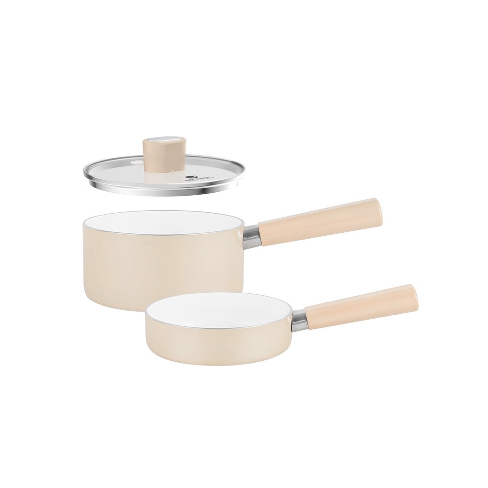 Bộ nồi chảo chống dính sứ Elmich Baby EL-1168, Hàng chính hãng, bắt từ nhanh, có thể dùng trong máy rửa bát - JoyMall