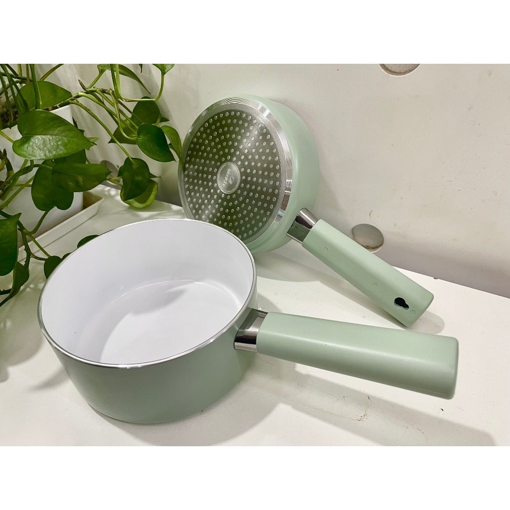 Bộ nồi chảo chống dính sứ Elmich Baby EL-1168, Hàng chính hãng, bắt từ nhanh, có thể dùng trong máy rửa bát - JoyMall