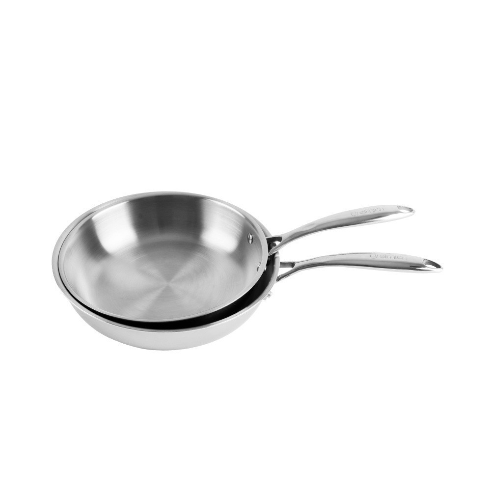 Chảo inox 3 lớp liền khối Elmich Trimax EL-3845OL EL-3846OL 24cm, Hàng chính hãng, Dùng được cho mọi loại bếp - JoyMall