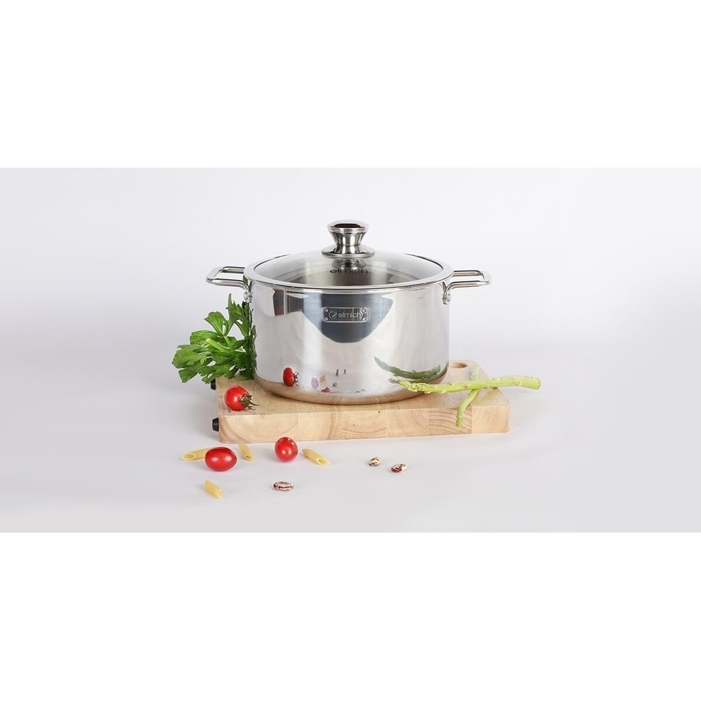 Nồi Inox 3 lớp đáy liền Elmich Trimax classic 2405OL 16cm, 2408OL 24cm, Hàng chính hãng, dùng được mọi loại bếp -JoyMall