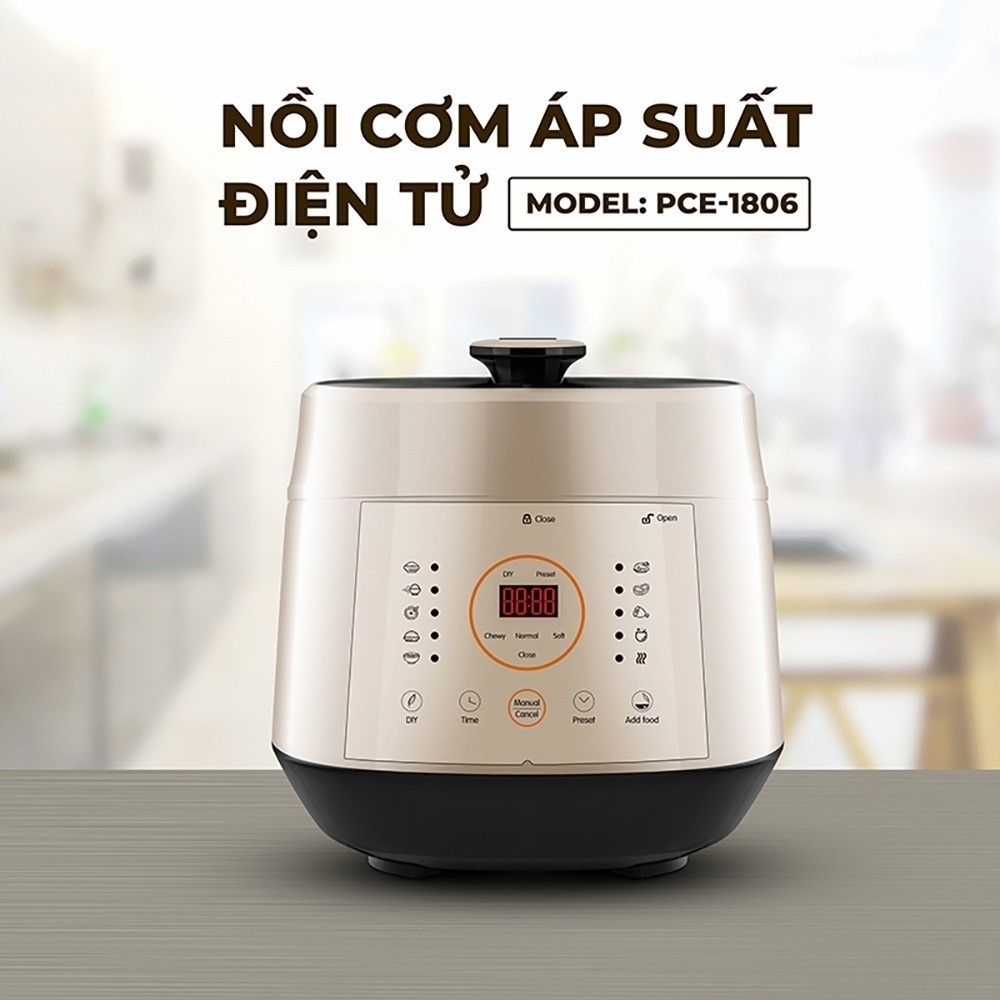 Nồi cơm áp suất đa năng cao cấp 5L Elmich PCE-1806, Hàng chính hãng, Tặng lòng nồi chống dính, 12 chế độ nấu - JoyMall