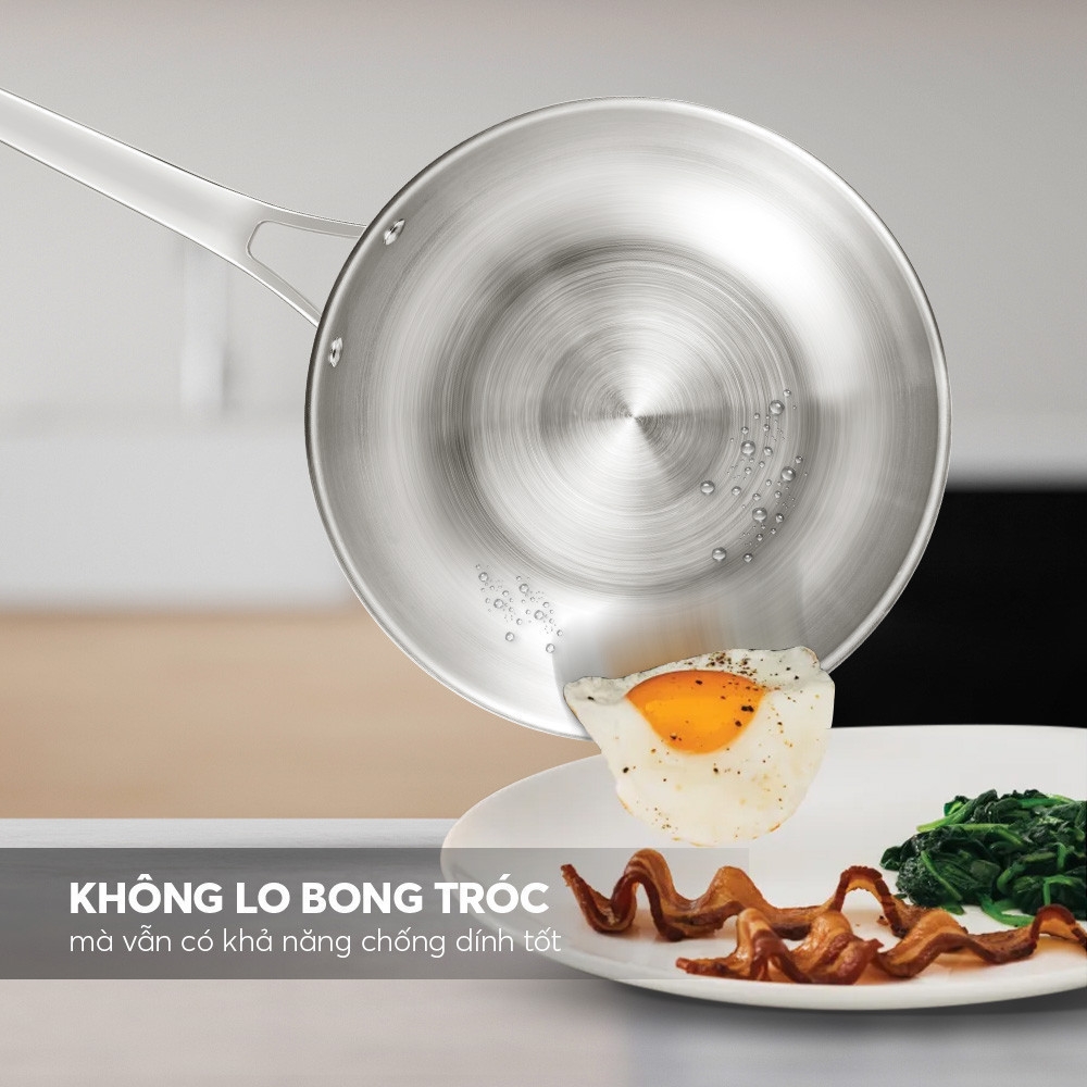Chảo nguyên khối sâu lòng inox 304 cao cấp Elmich Trimax EL-3846MOL 26cm, EL-3846LOL 28cm, Hàng chính hãng - JoyMall